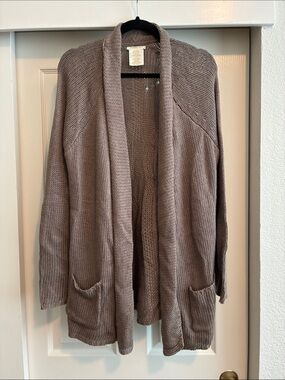 Matty‎ M Taupe Open-Front Knit Cardigan